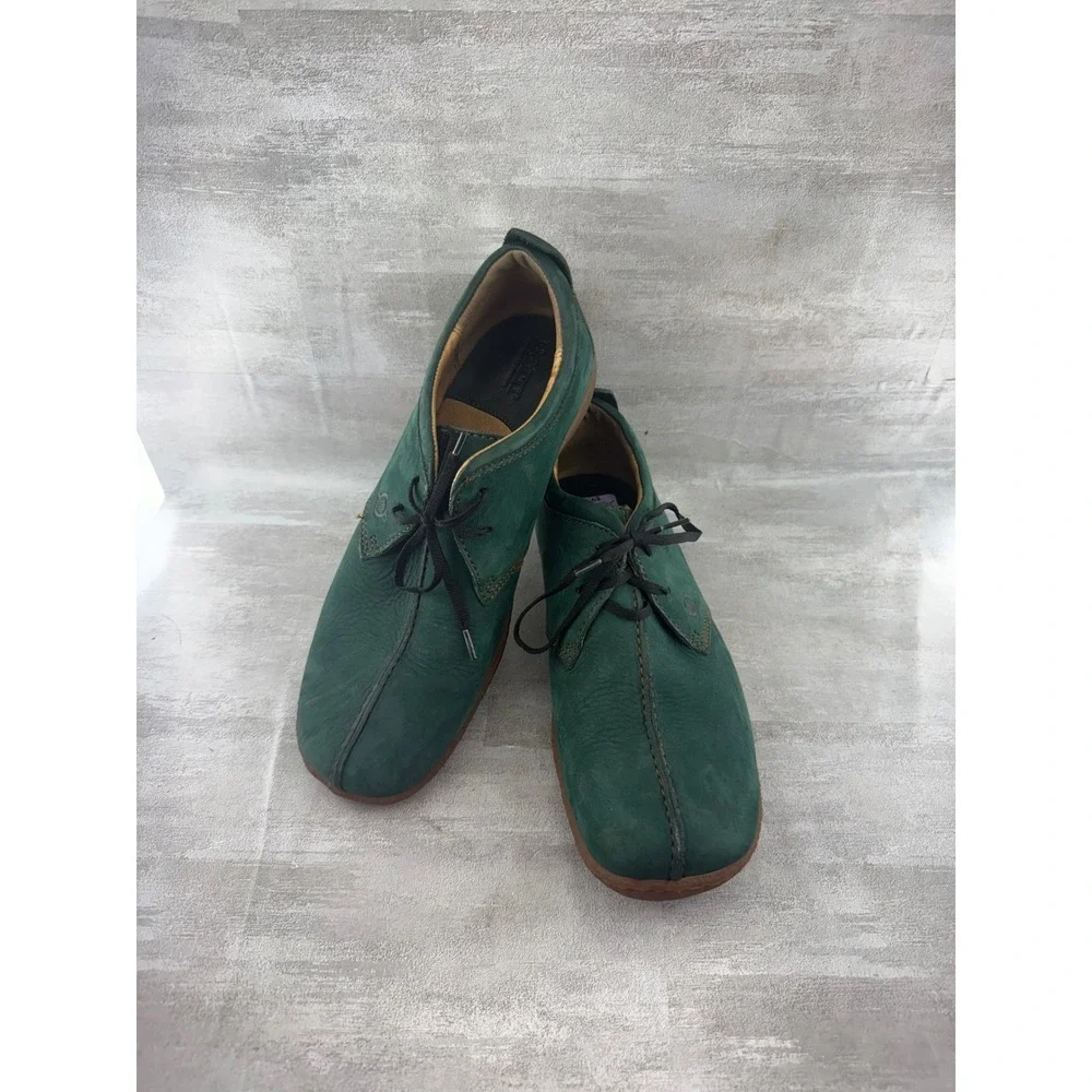 Born W7244 Forest Green Leather Center Seam Lace Up Oxfords Women Sz 9.5